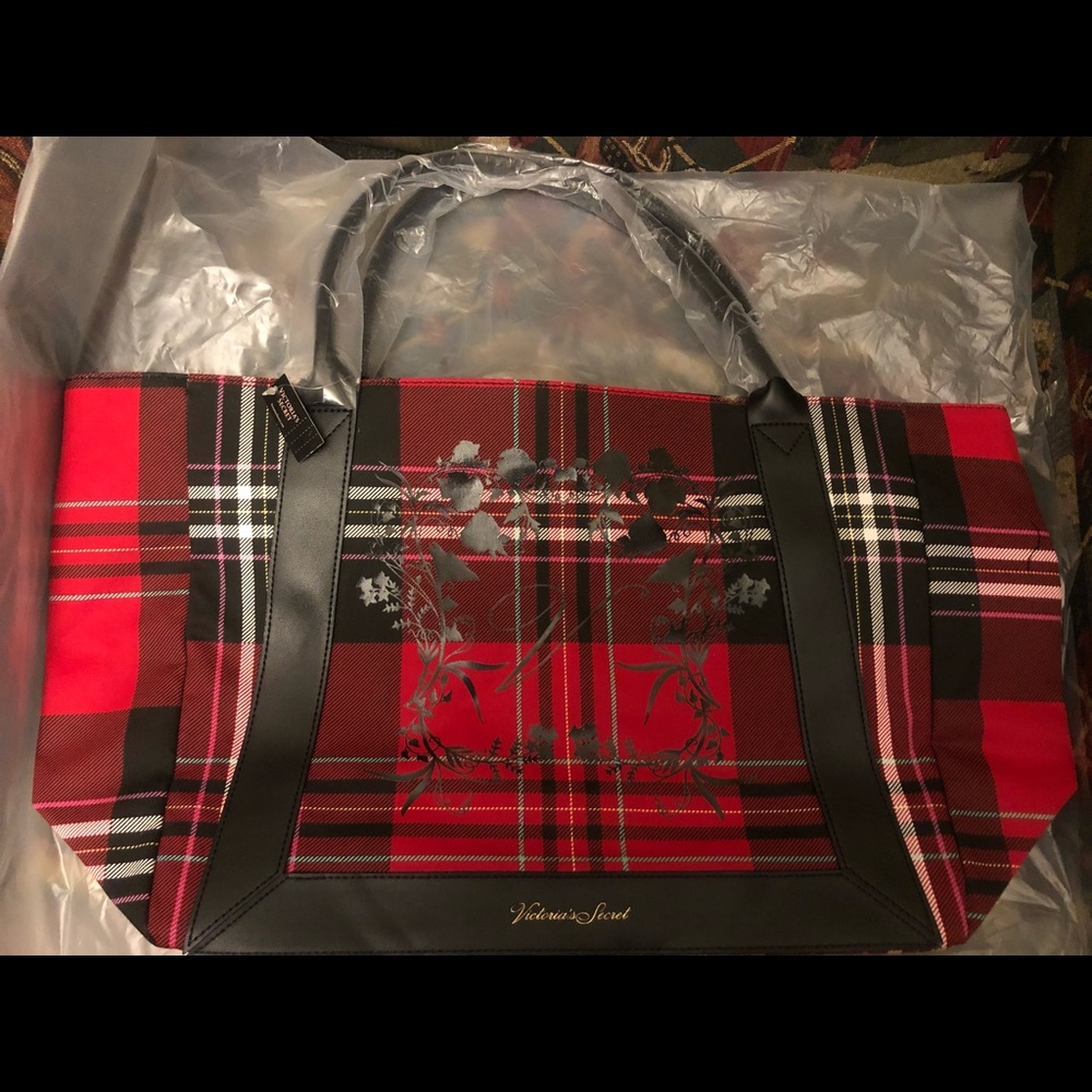 Victoria Secret Red Plaid Tote
